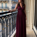 Lemar | Sleeveless Pleated V Neck Midi Dress
