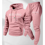 KZZ Men's  Letter Printed Hoodie and Drawstring Sweatpants Set