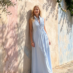 Virelia | Sleeveless Collared Flowing Maxi Dress