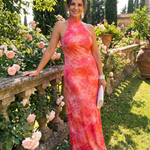 Coraline | Halter Neck Printed Pattern Maxi Dress