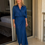 Mirque | Long Sleeve Wrap Front Maxi Dress