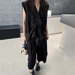 Pleated Loose Irregular Sleeveless Shirt Vest