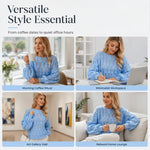 Women's Leaf Pattern Open Knit Jumper