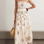 Bohemian Floral Print Vacation Maxi Slip Dress
