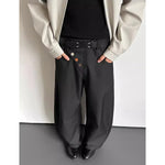 Retro Casual Diagonal Button Wide-leg Pants