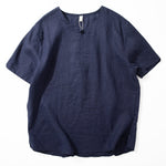 Button Loose Casual Round Neck T-shirt