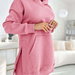 Fashion Solid Color Hoodie and Lined Leggings Two-piece Set