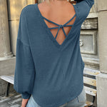 Zeagoo Long Sleeve Backless Hollow Knit Sweater for Women Casual Work Office Loose Fit 2026 | Under