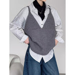 V-neck Loose Sleeveless Knitted Vest