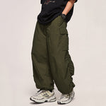 Fine Check Loose Workwear Wide-leg Pants