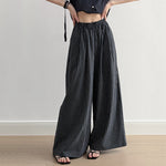 Striped Straight High Waist Loose Wide Leg Pants