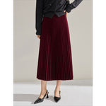 Women's High-waisted Loose Pleated Midi Skirt