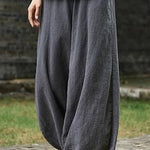 Vintage Plain Pocket Casual Lantern Pants