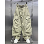 Ice Silk Loose Straight Cargo Trousers