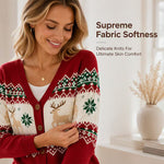 Women's Relaxed V Neck Button Cardigan
