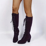 Women's Lace-Up Chunky Knee High Boots