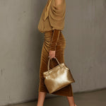 Light Brown Velvet Bodycon Maxi Dress With Chiffon Blouse Set