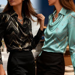 Women's Elegant Long Sleeve Satin Blouse