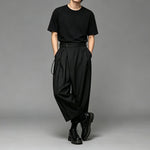 Japanese High-Waisted Wide-Leg Cropped Trousers