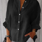 Cotton and Linen Solid Color Casual Shirt