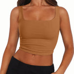 Zeagoo Square Neck Sleeveless Crop Tops