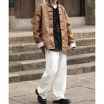 Stand-up Collar Brocade Sea Pattern Jacket