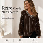 Women's Relaxed Striped V Neck Jumper