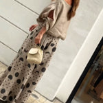 Casual Shoulder Top & Printed Pants Two-Piece Set