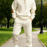 Men's Geometric Texture Hoodie & Jogger Set