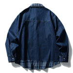 Fake Two-piece Plaid Patchwork Shirt