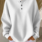 Miranda | Textured Henley Sweatshirt