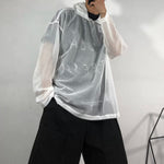 Loose-Fit Mesh Cutout Hoodie