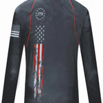 KZZ Men's American flag print long-sleeved polo shirt