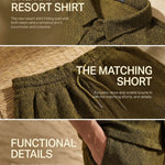 KZZ Men's New Stylish Jacquard Shirt and Shorts Set