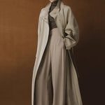 Simple Silhouette Stand Collar Tencel Drape Lace-up Jacket