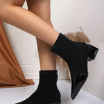 Women's Pointed Toe Chunky Heel Ankle Boots