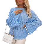 Women's Leaf Pattern Open Knit Jumper