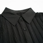 Striped Textured Loose Long-sleeved Shirt