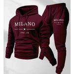 KZZ Men's  Letter Printed Hoodie and Drawstring Sweatpants Set