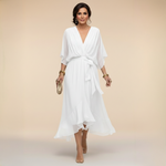 Valérie | Robe midi fluide cache-cœur