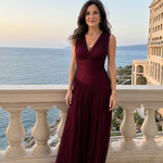 Lemar | Sleeveless Pleated V Neck Midi Dress