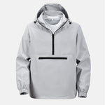 KZZ Men's Solid Color Half Zip Pocket Hooded Jacket