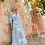 Zelith | Belted Collared Flowing Long Sleeve Midi Dress