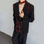 Vintage 3D Rose Velvet Jewel Tie-Strap Blazer