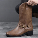 Men's Embossed Retro Ankle Boots