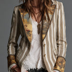 Susana | Bohemian Striped Blazer with Printed Collar