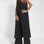Four-Piece Set Sleeveless T-Shirt Vest, Open-Front Cardigan, Long-Sleeve Jacket, and Wide-Leg Pants