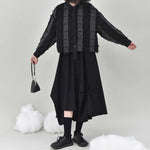 Tassel-trimmed Patchwork Lapel Loose Shirt