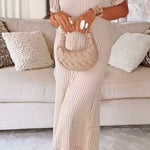 Elegant Boat Neck Hollow Airy Two-piece Dress