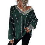Women's Relaxed Striped V Neck Jumper